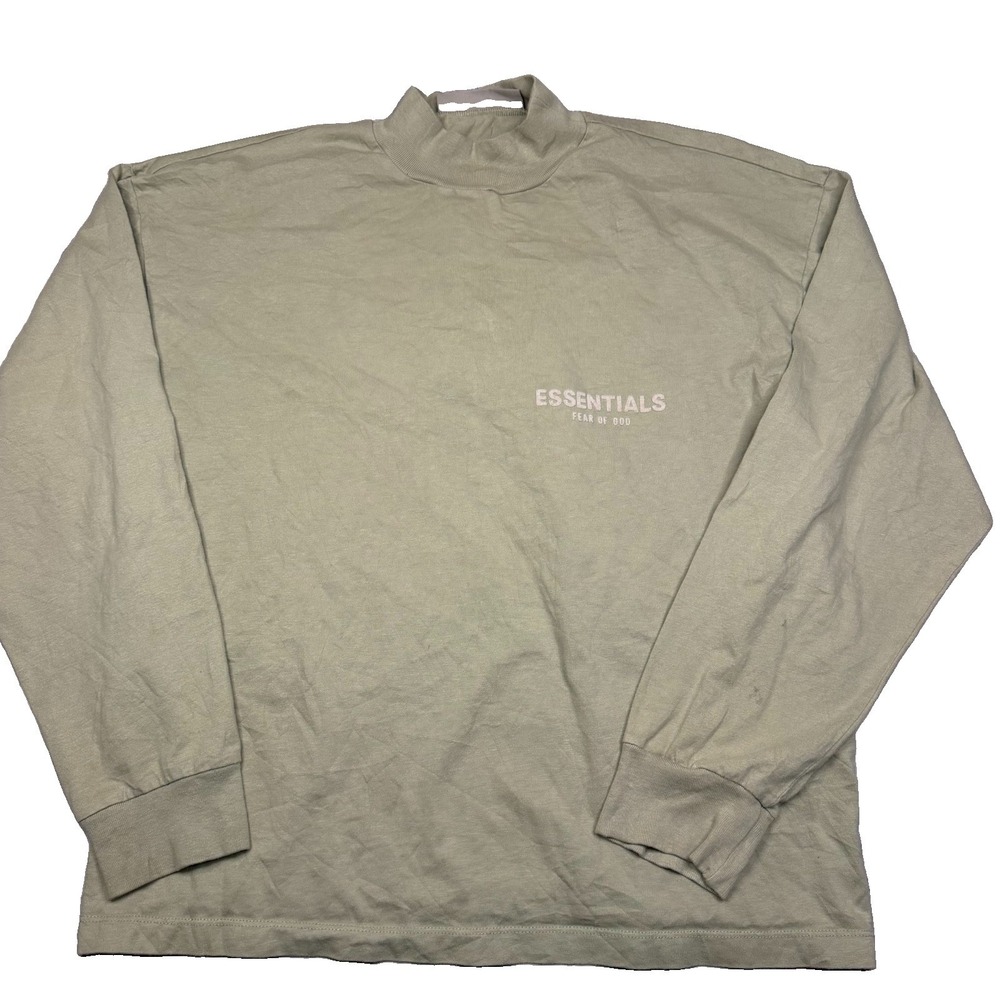 Fear of God Essentials Long Sleeve T-Shirt Beige Oversize Chest Logo XXS